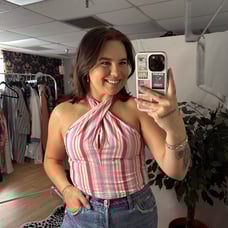 Loft Stripe Convertible Halter Tank Top Stripe Pink Size Small