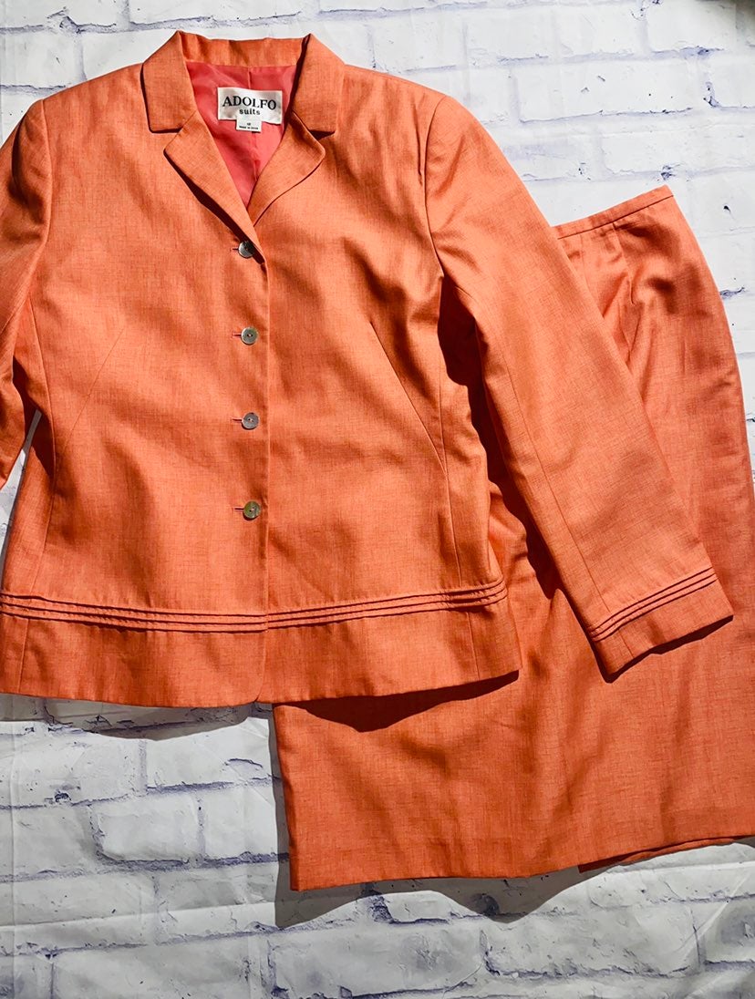 Adolfo peach skirt suit