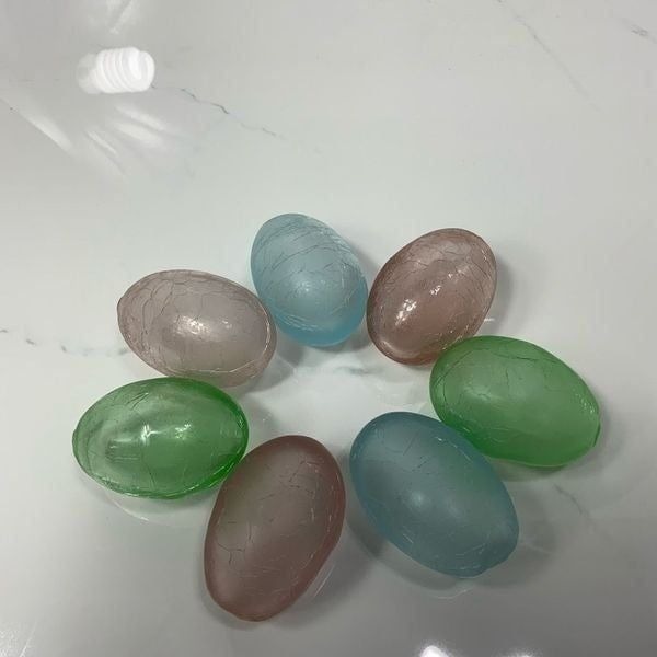 VINTAGE Blown Glass Crackle Easter Eggs Set of 7