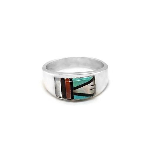 New. Size 6 Sterling Silver Band Ring, Turquoise, Coral Southwest Style