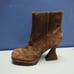 Jeffrey Campbell Heeled Ankle Suede Boots Womens Size 7 Brown Round Toe Side Zip