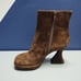 Jeffrey Campbell Heeled Ankle Suede Boots Womens Size 7 Brown Round Toe Side Zip