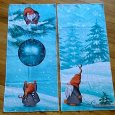 Winter Gnome Soft Cotton Decorative Hand Towel Set 14”W x 30” L Like New