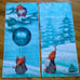 Winter Gnome Soft Cotton Decorative Hand Towel Set 14”W x 30” L Like New
