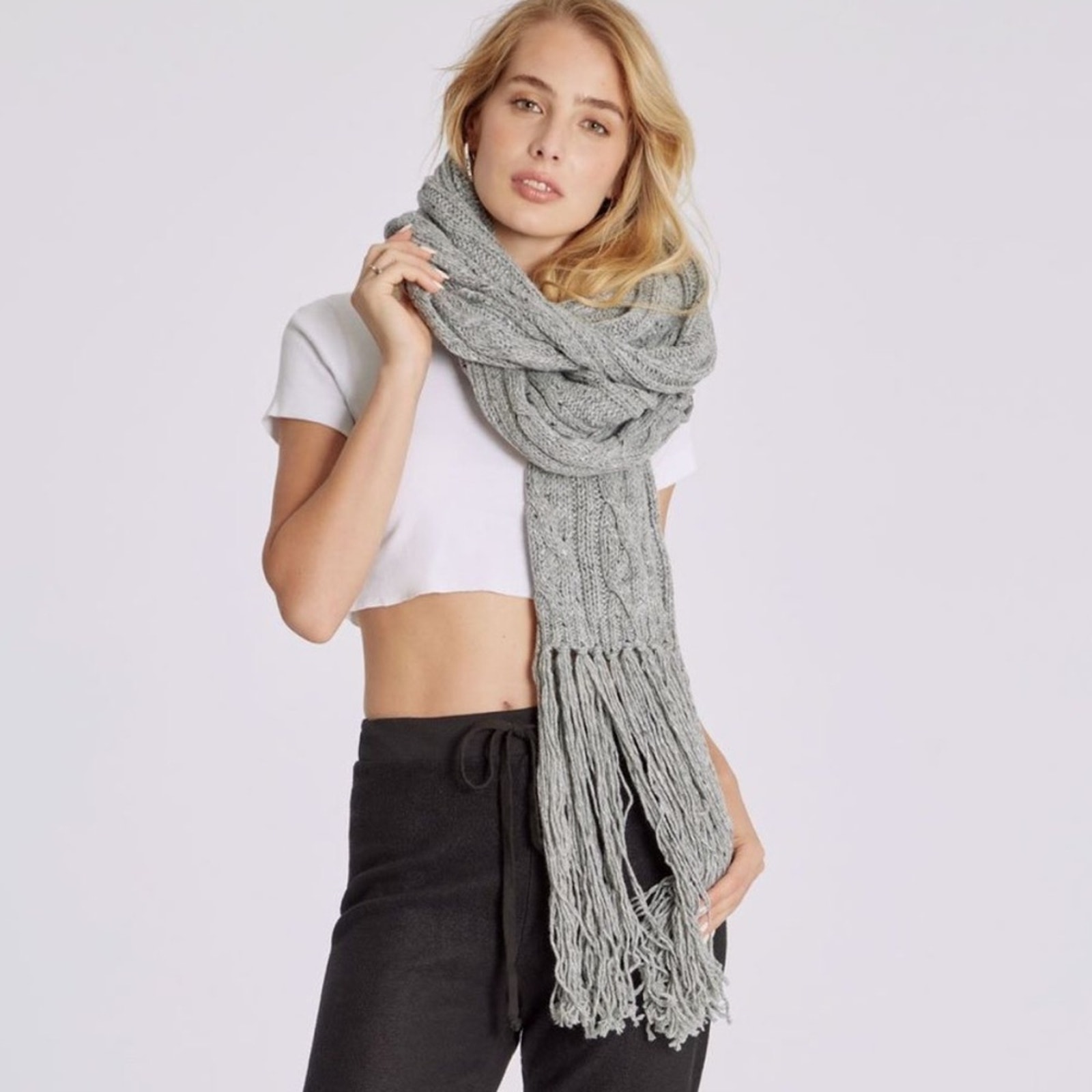Wildfox Gray At Brunch Blanket Scarf