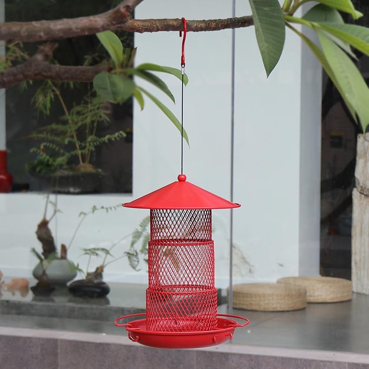 Fermus Foldable Bird Feeder, Portable and Collapsible Outdoor Metal Bird Feeder