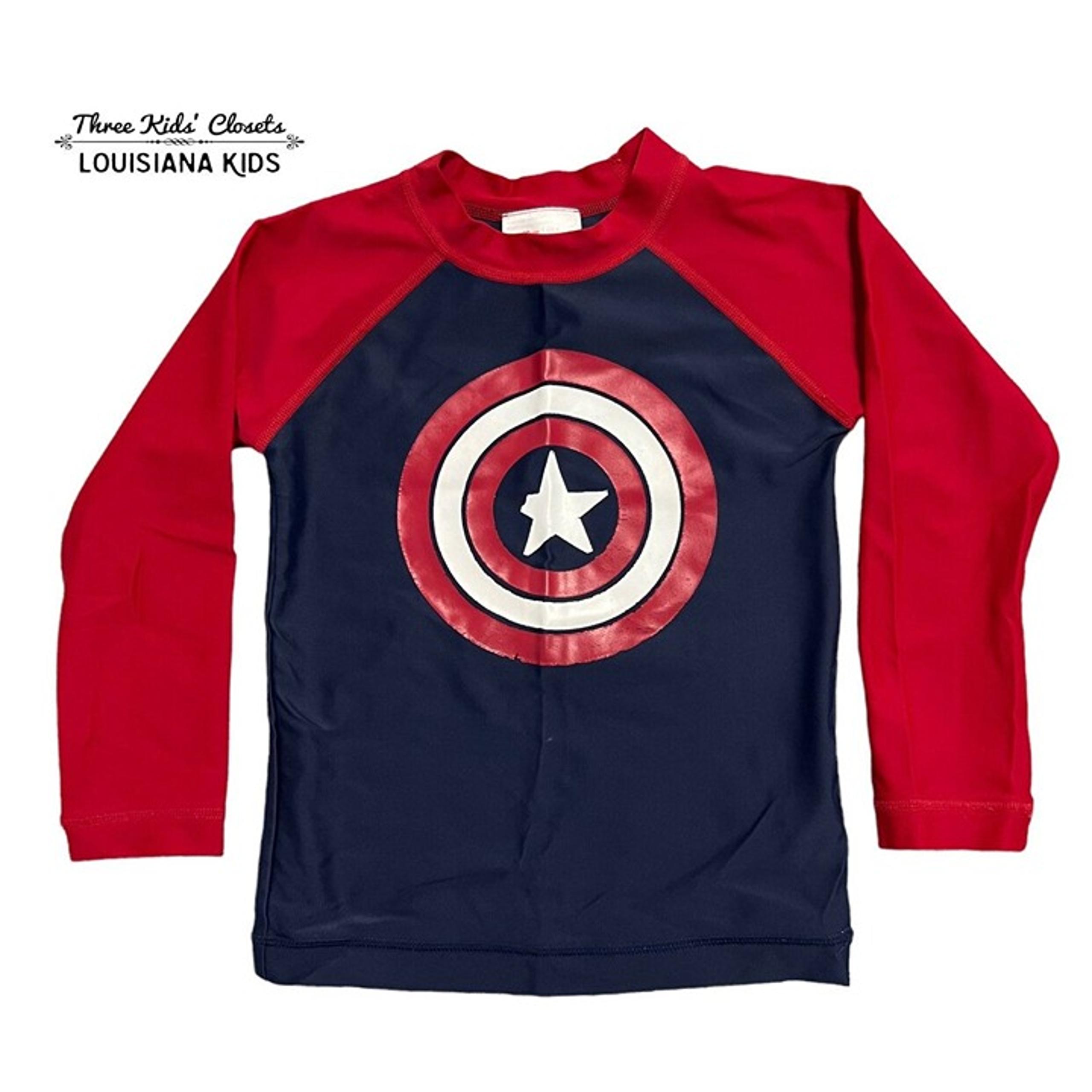 Hanna Andersson + Marvel Sz 90 (3) Captain America Rashguard Swim Shirt