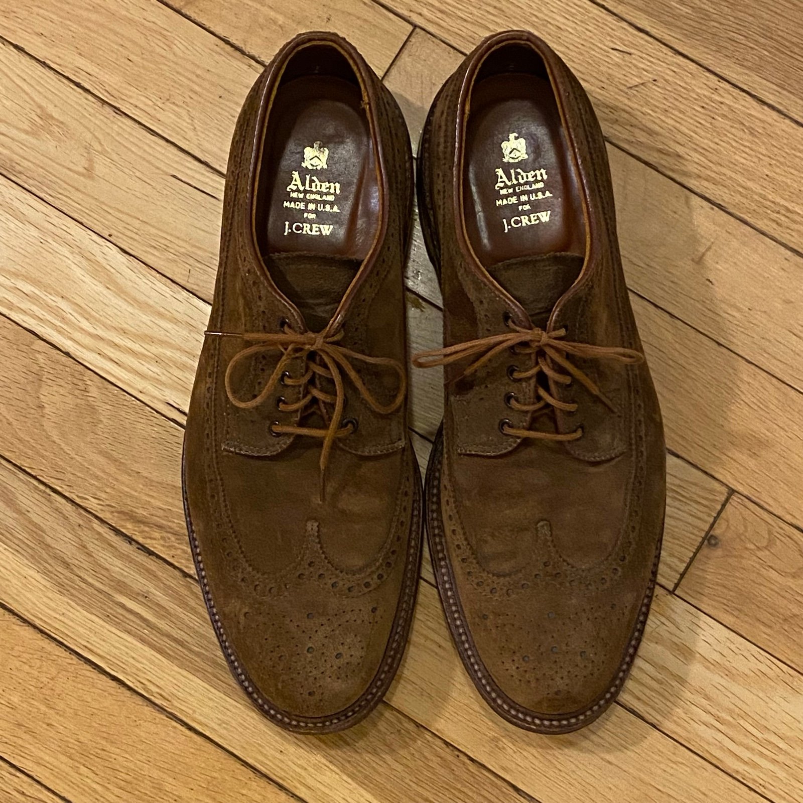 Alden Long Wing Blucher Brown Suede Size 9.5