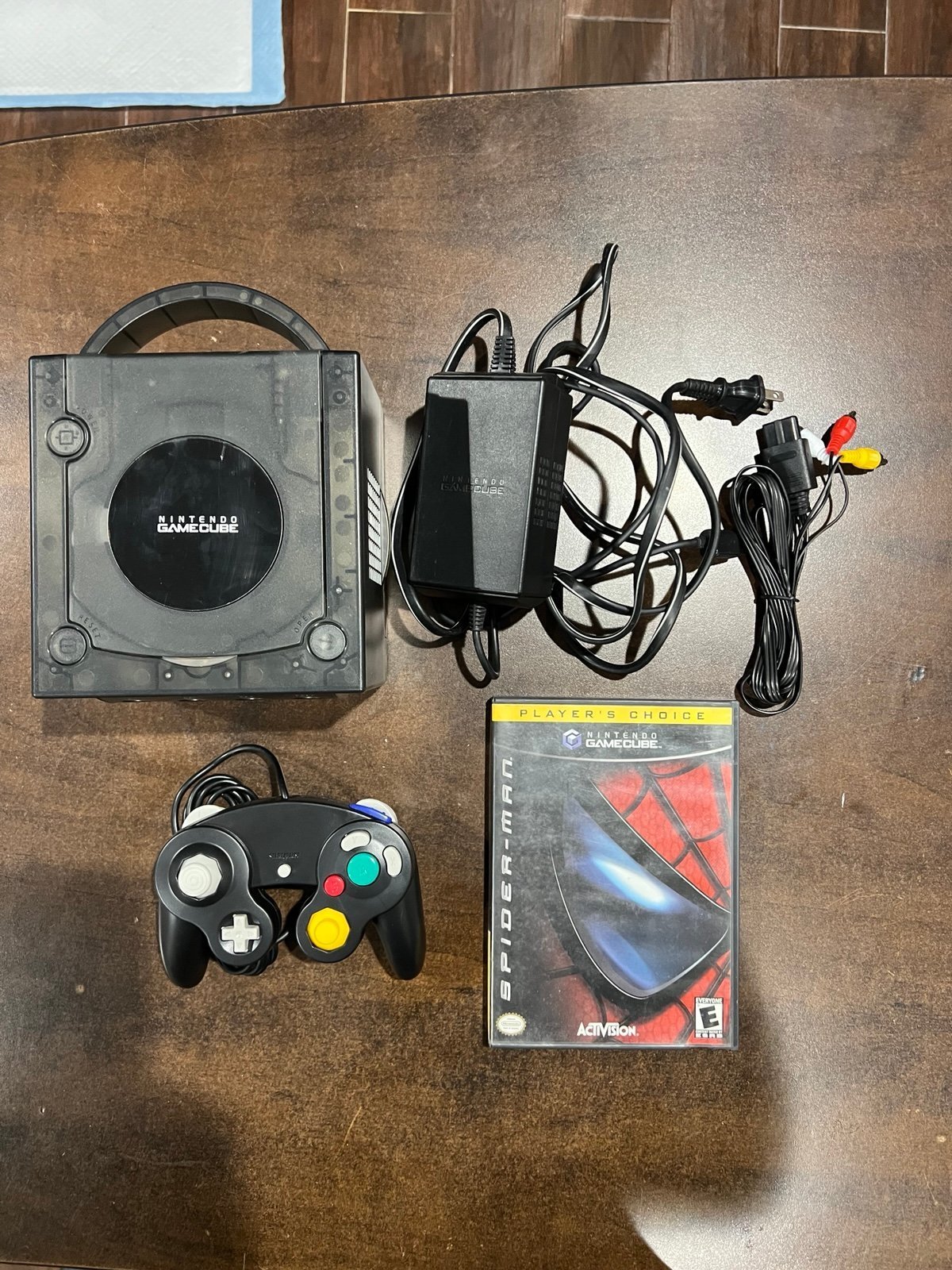 Nintendo GameCube Transparent Black Smoke Gray with 1 Game - FREE SHIPPING!