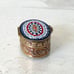 Vintage Micro Mosaic Pill Box Italy Oval Engraved Brass Sides Great Detail