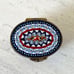Vintage Micro Mosaic Pill Box Italy Oval Engraved Brass Sides Great Detail