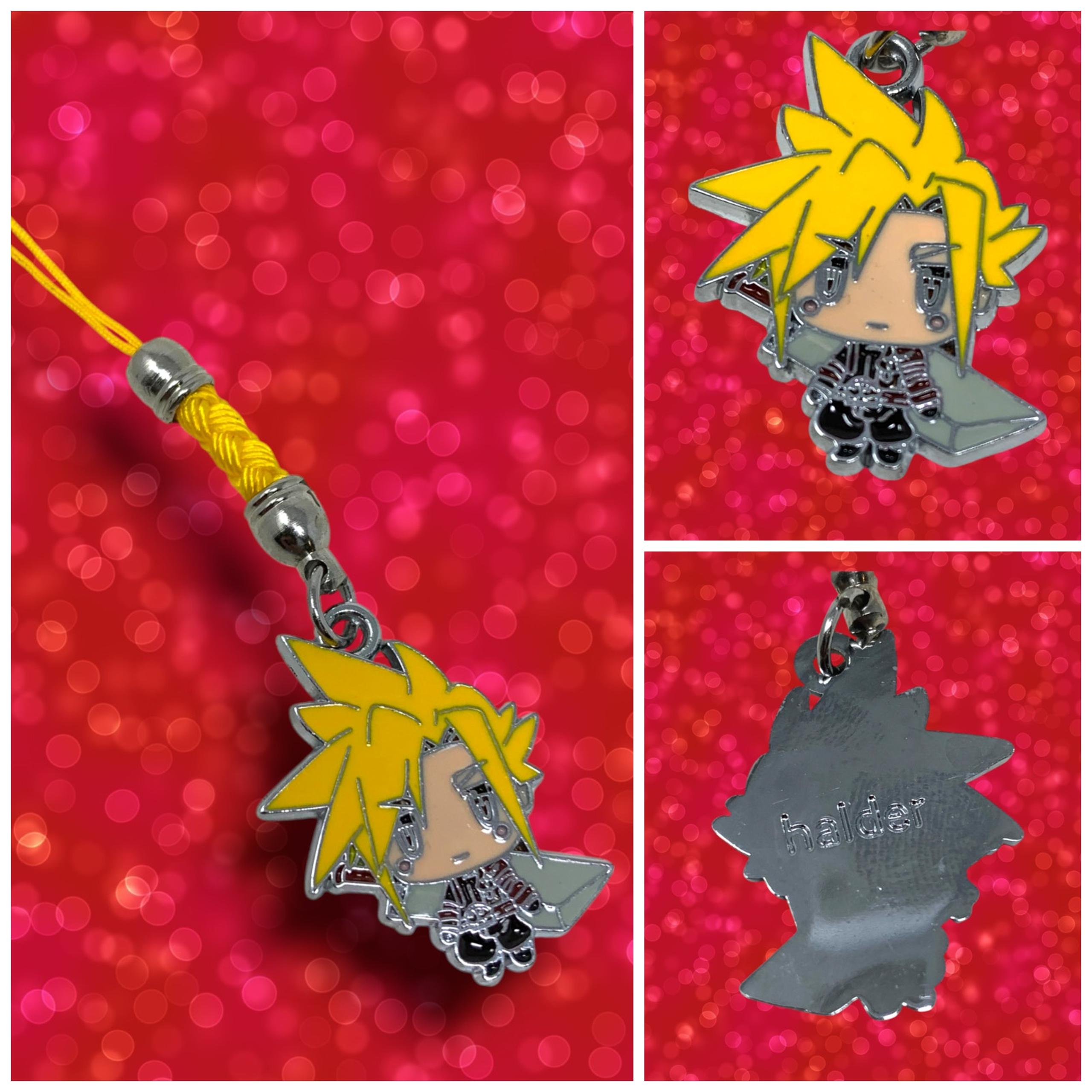 Cloud Strife Anime Avatar Mascot Strap Metal Miniature Charm Final Fantasy VII 7