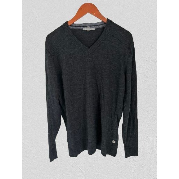 SMARTWOOL Vneck Sweater Gray Long Sleeve Size Large
