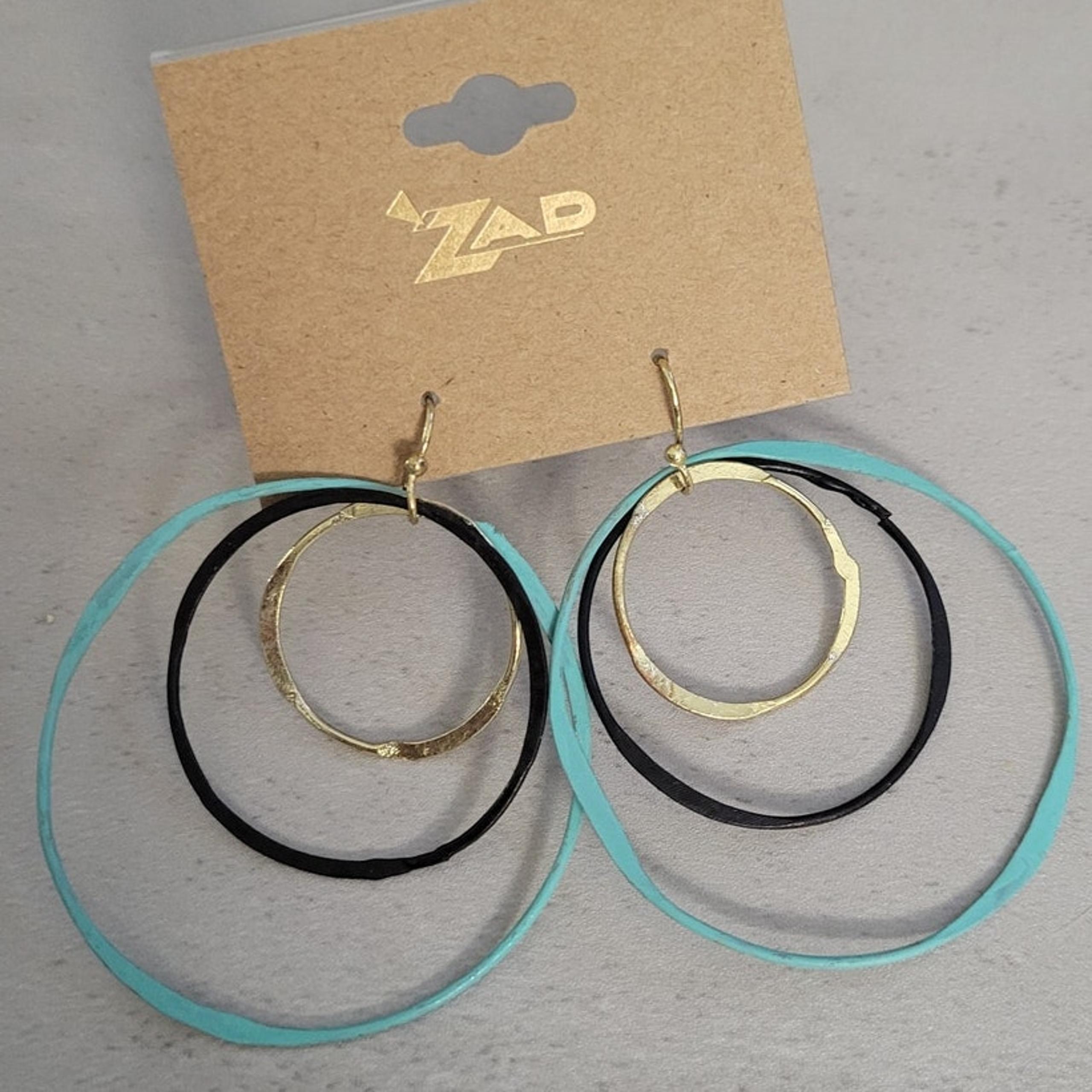 Vintage Look Patina Circles Round Dangle Earring
