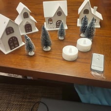 Wood & Plastic Christmas Sculpture Set, 9pcs, for Tabletop Mantel Décor