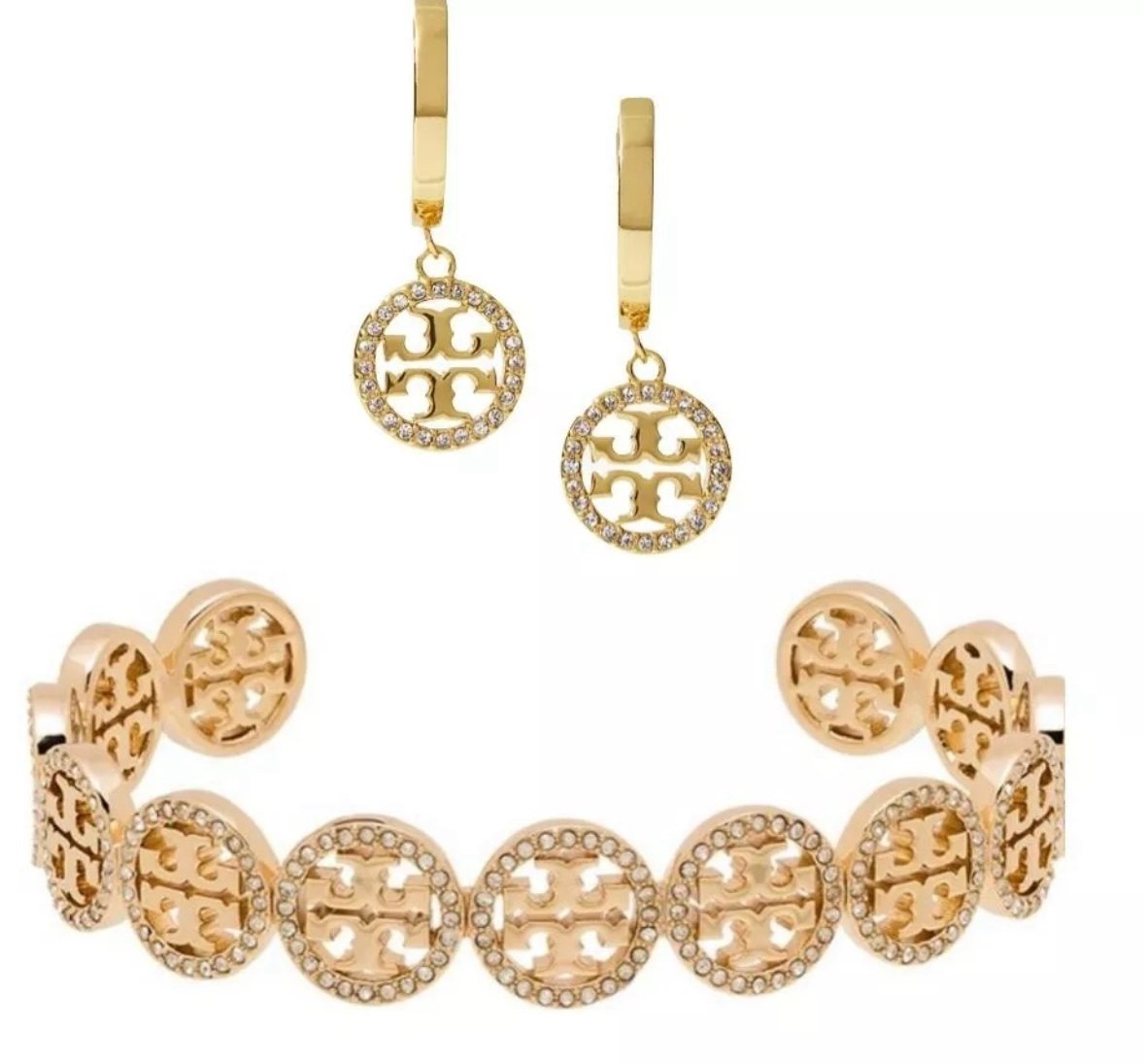 Tory Burch Miller Pave Bracelet and Earring Set