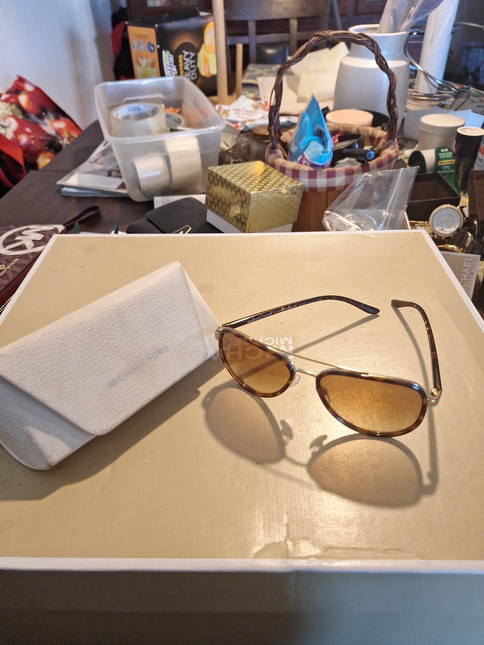 Michael Kors Totious Aviator Sunglasses New