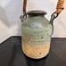 Vintage Studio Pottery Stoneware Teapot Green Beige Signed S Lopez