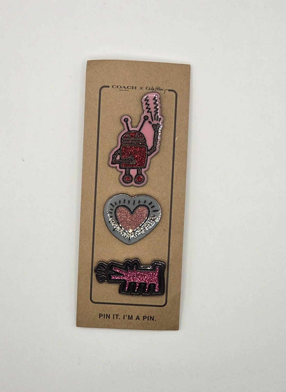 Coach x Keith Haring Pin Set Robot, Heart, Dog F67133