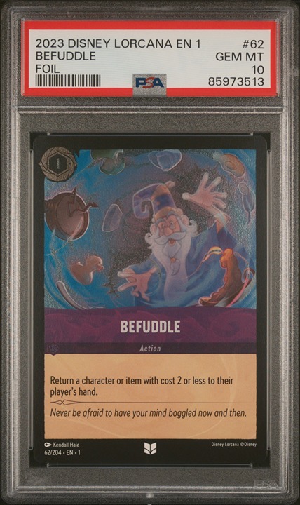 PSA 10 Cold Foil Befuddle #62 Pre-Errata Error 1st Ed Wave1 Lorcana Chapter 1