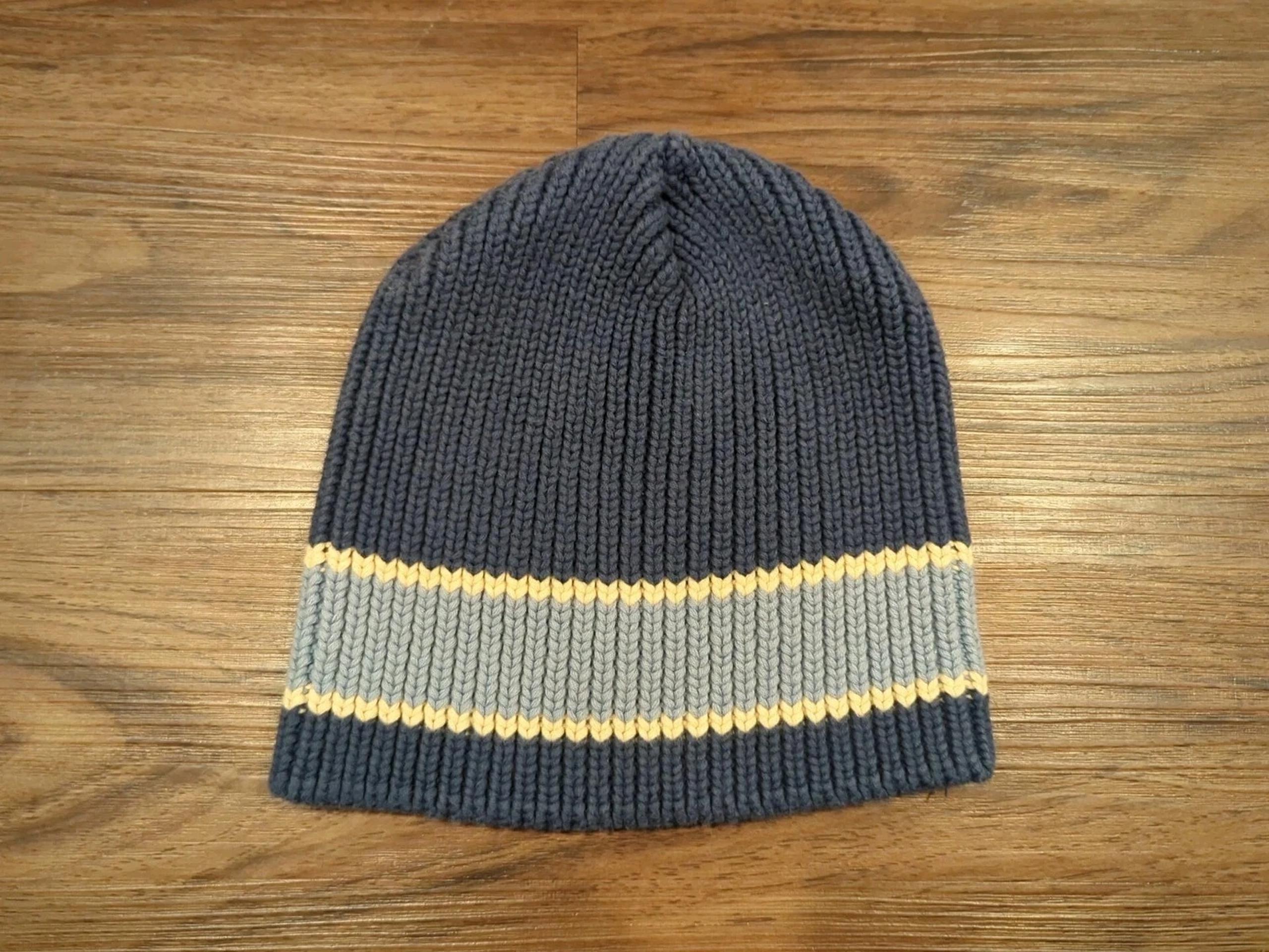 Old Navy Men's Beanie Hat Cap Winter Snow OS One Size Blue & White 100% Cotton