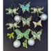 Stunning Heavy Glitter Christmas Ornament Lot Dragonflies & Butterflies -CH1