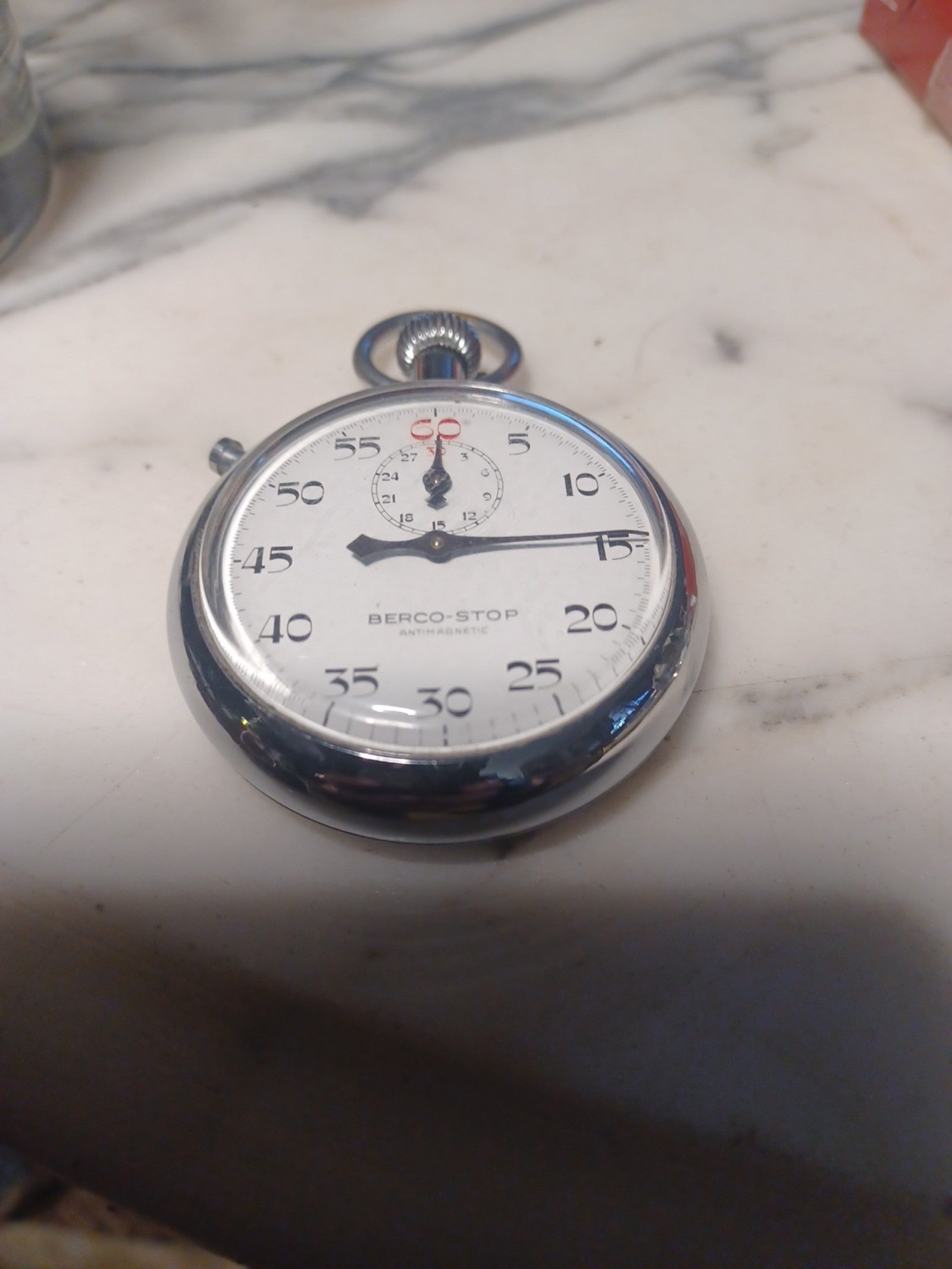 EXCELLENT VINTAGE BERCO-STOP 1/10 ANTIMAGNETIC SWISS MADE STOPWATCH