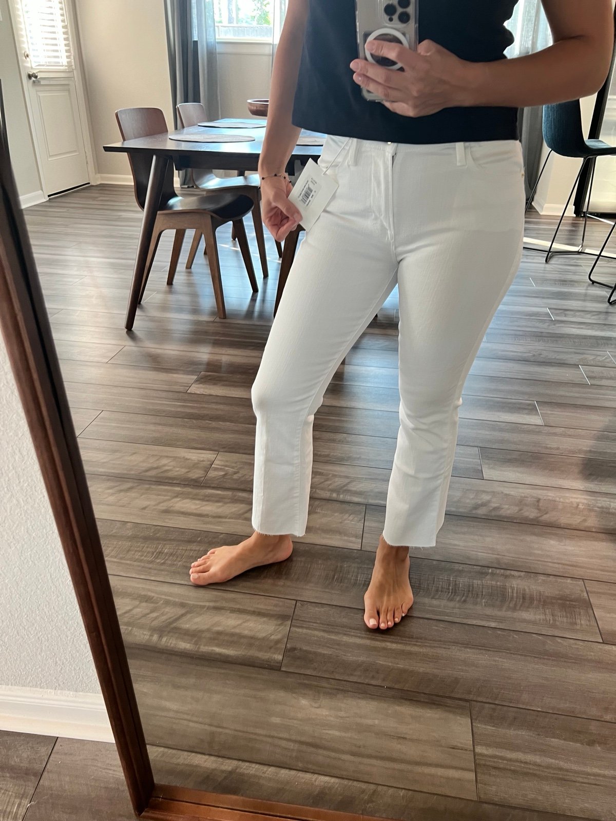 Frame cropped flare jeans white
