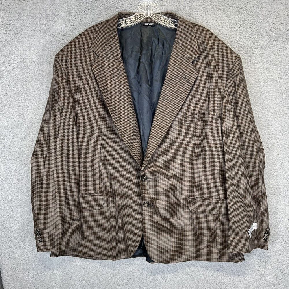 Alexander Lloyd Blazer Mens 52R Regular Brown Houndstooth Made in USA Sport Coat