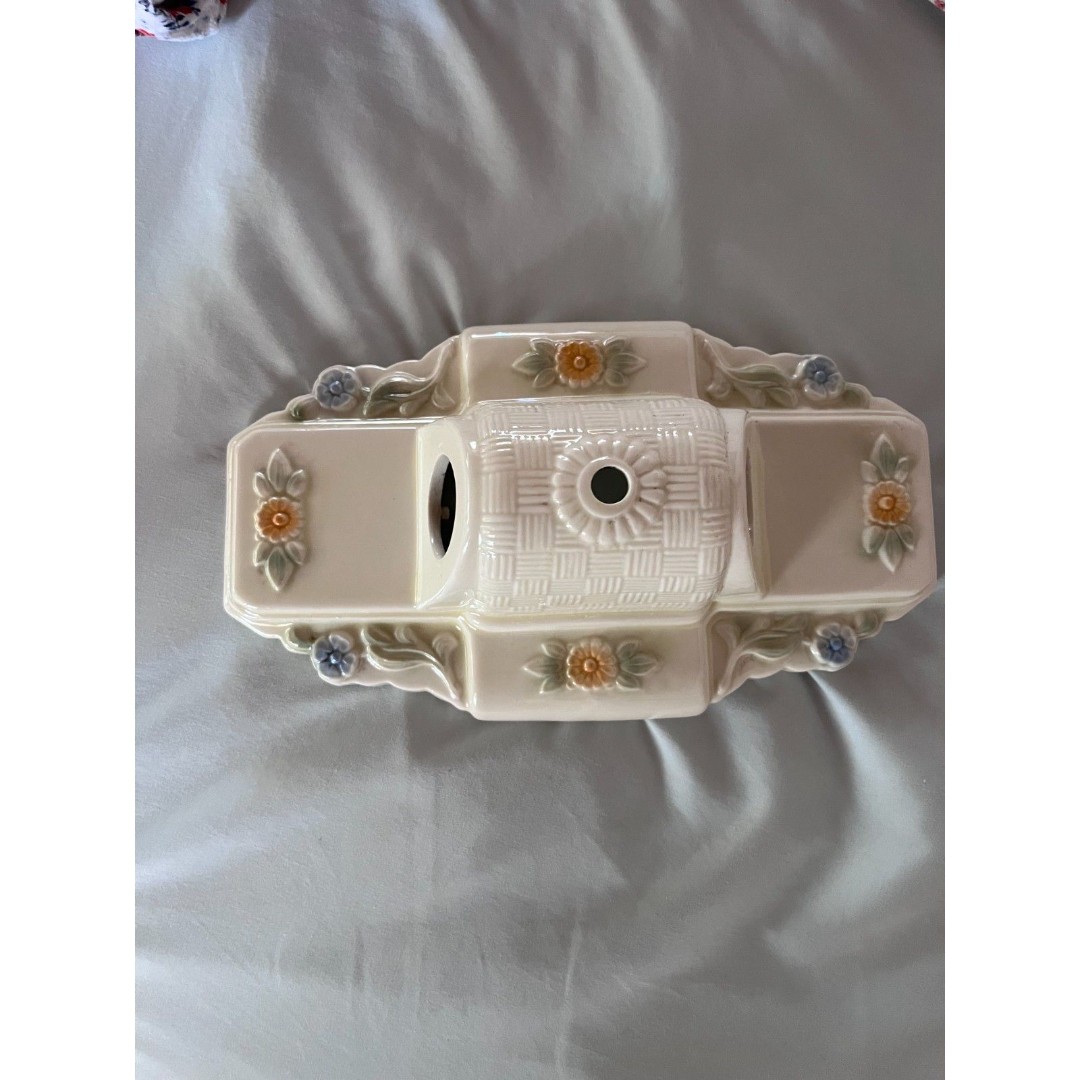 Antique Vintage Art Deco Flush Mount Ceiling Fixture Light Porcelain Ceramic 11