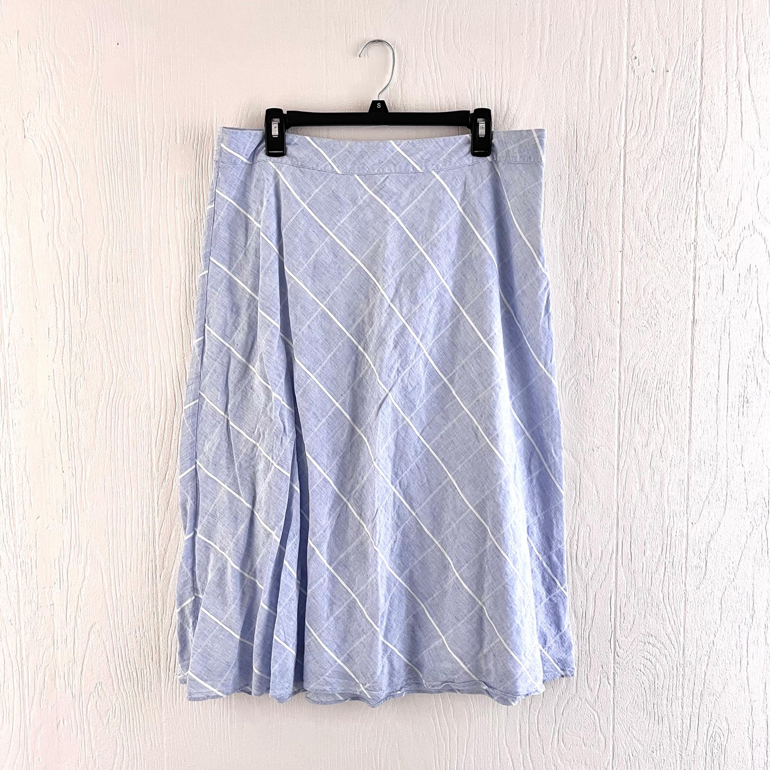 Christopher & Banks Light Blue Striped Midi Skirt