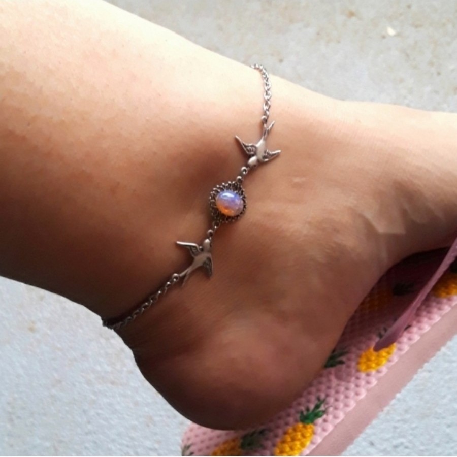 Sterling Silver Sparrows Opal Anklet Ankle Bracelet