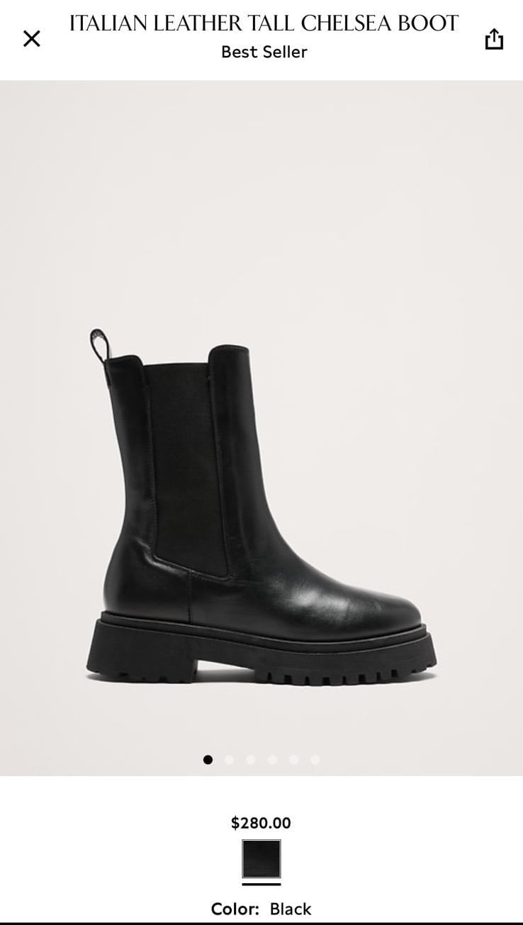 BANANA REPUBLIC ITALIAN LEATHER TALL CHELSEA BLACK BOOTS NEW IN BOX SIZE 8