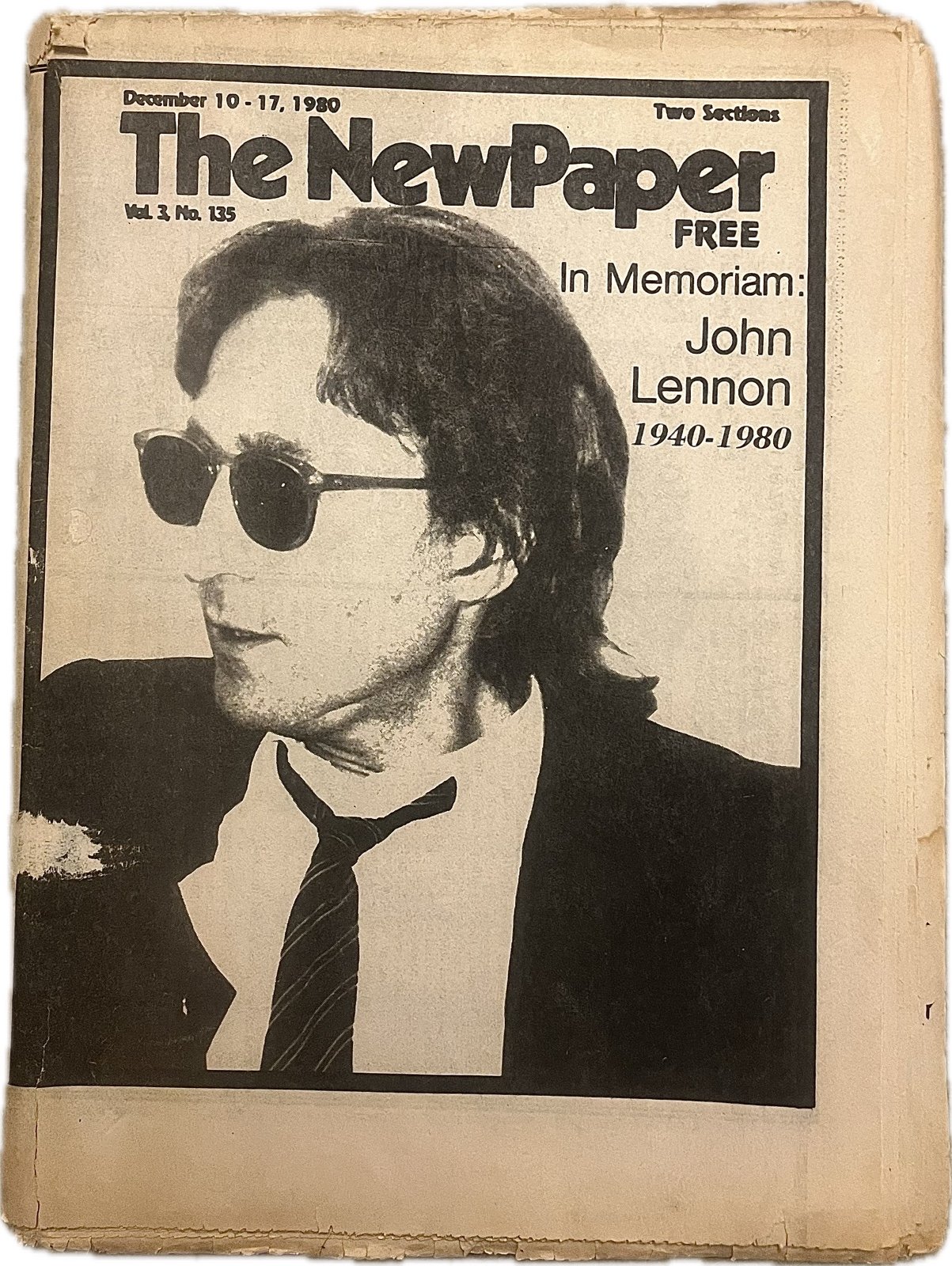 THE NEWSPAPER IN MEMORIAM JOHN LEANNON DEATH