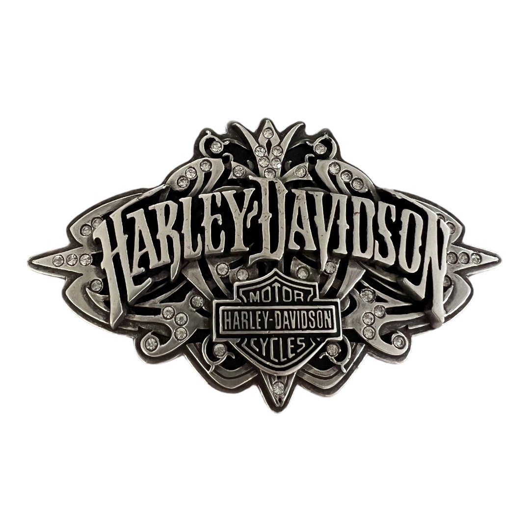 2008 VINTAGE WOMAN’S “HARLEY DAVIDSON” BELT BUCKLE /DIAMONDS/BIKER CHICK/BABE