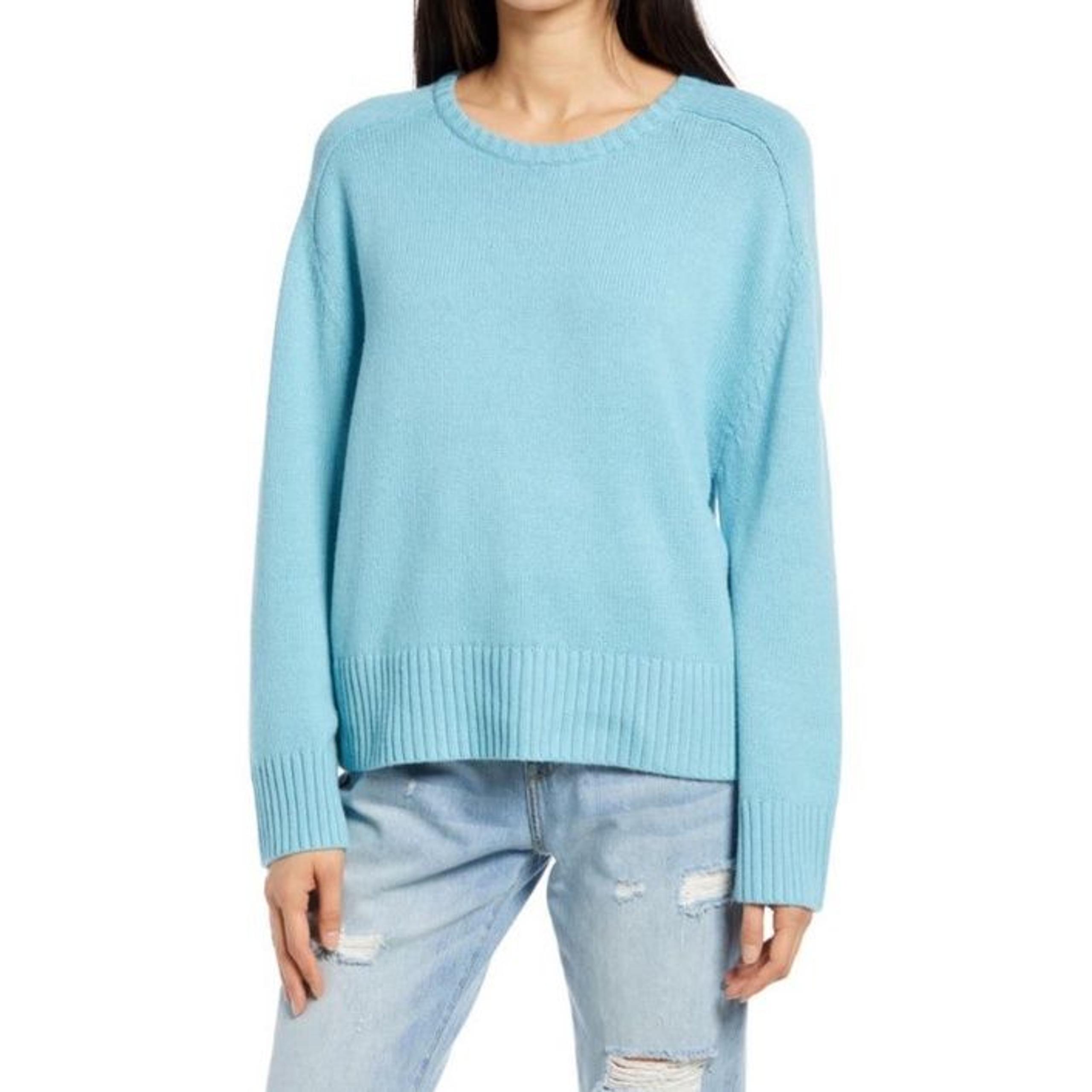 Treasure & Bond Crew Neck Sweater NWT new small milky blue turquoise pullover