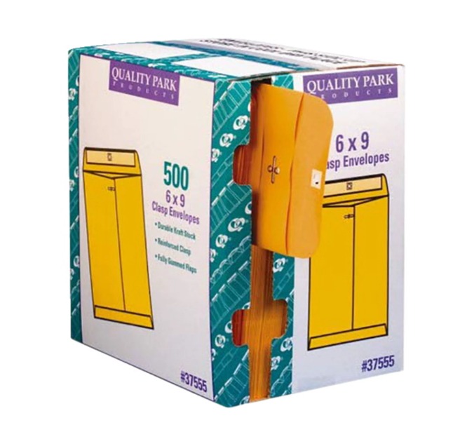 Quality Park Clasp Envelopes in Dispenser, 6 x 9 Inches, Kraft Brown, Pack of500