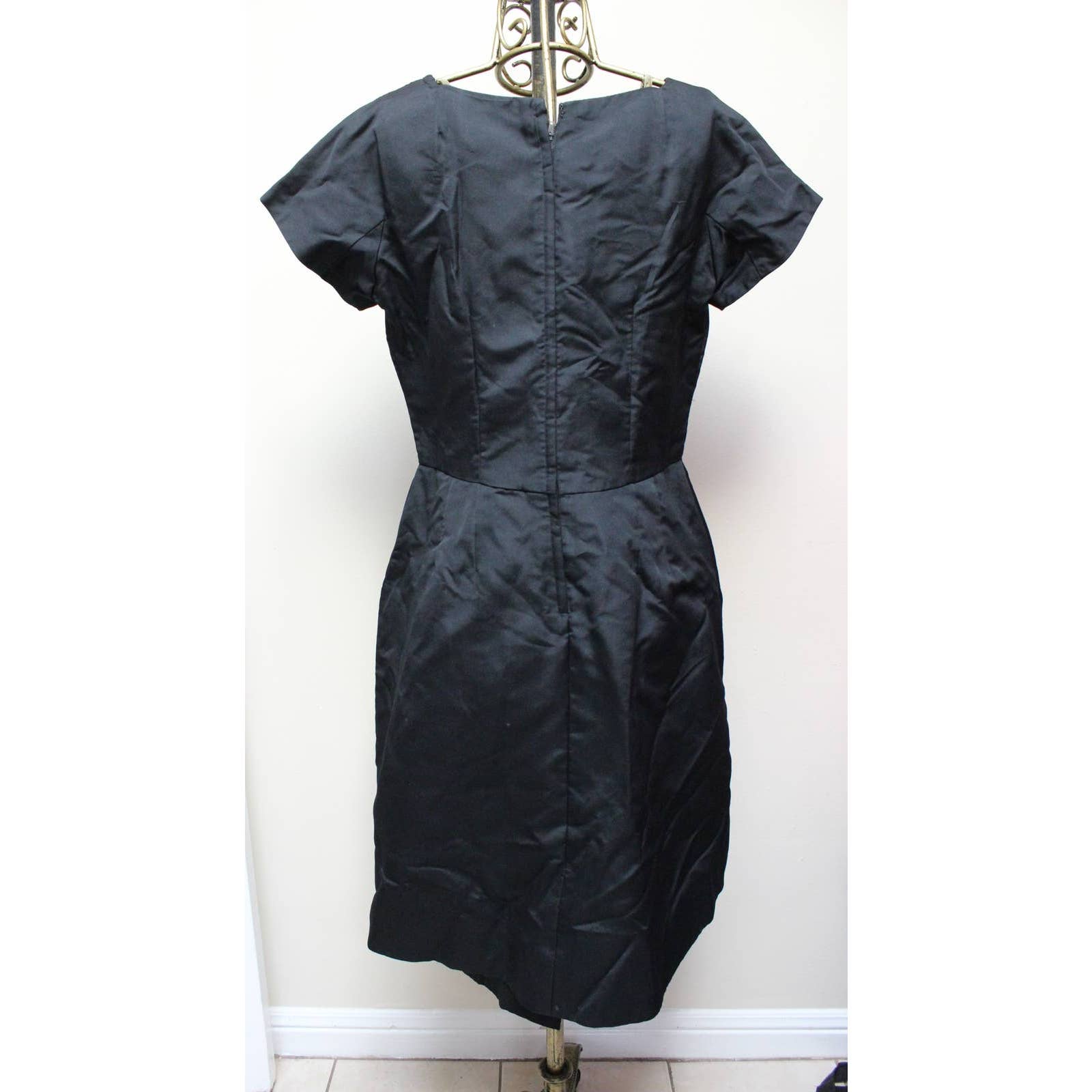 Vintage Bernetti Black Button Up Peplum Structured Dress shops Size XL