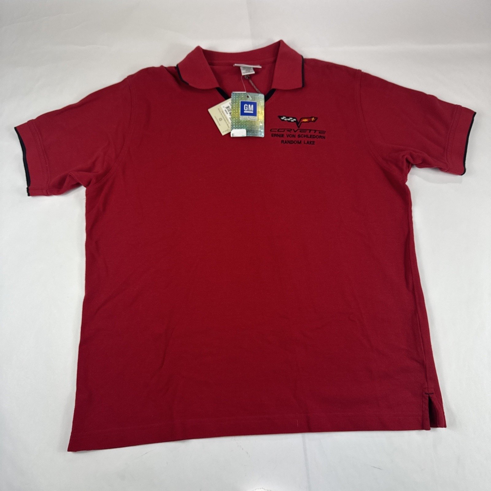 Chevy Corvette Polo Womens L Red Cutter Buck Short Sleeve Embroidered Shirt NWD