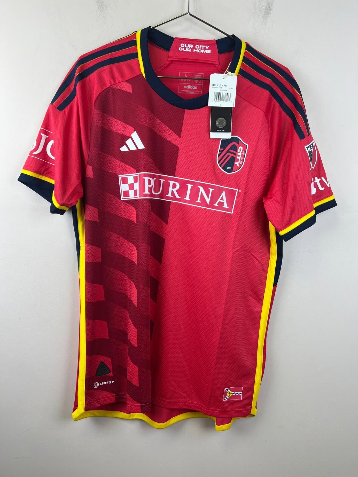 MLS St. Louis City SC Adidas 23/24 CITY Kit AUTHENTIC Red Jersey Mens LARGE NWT