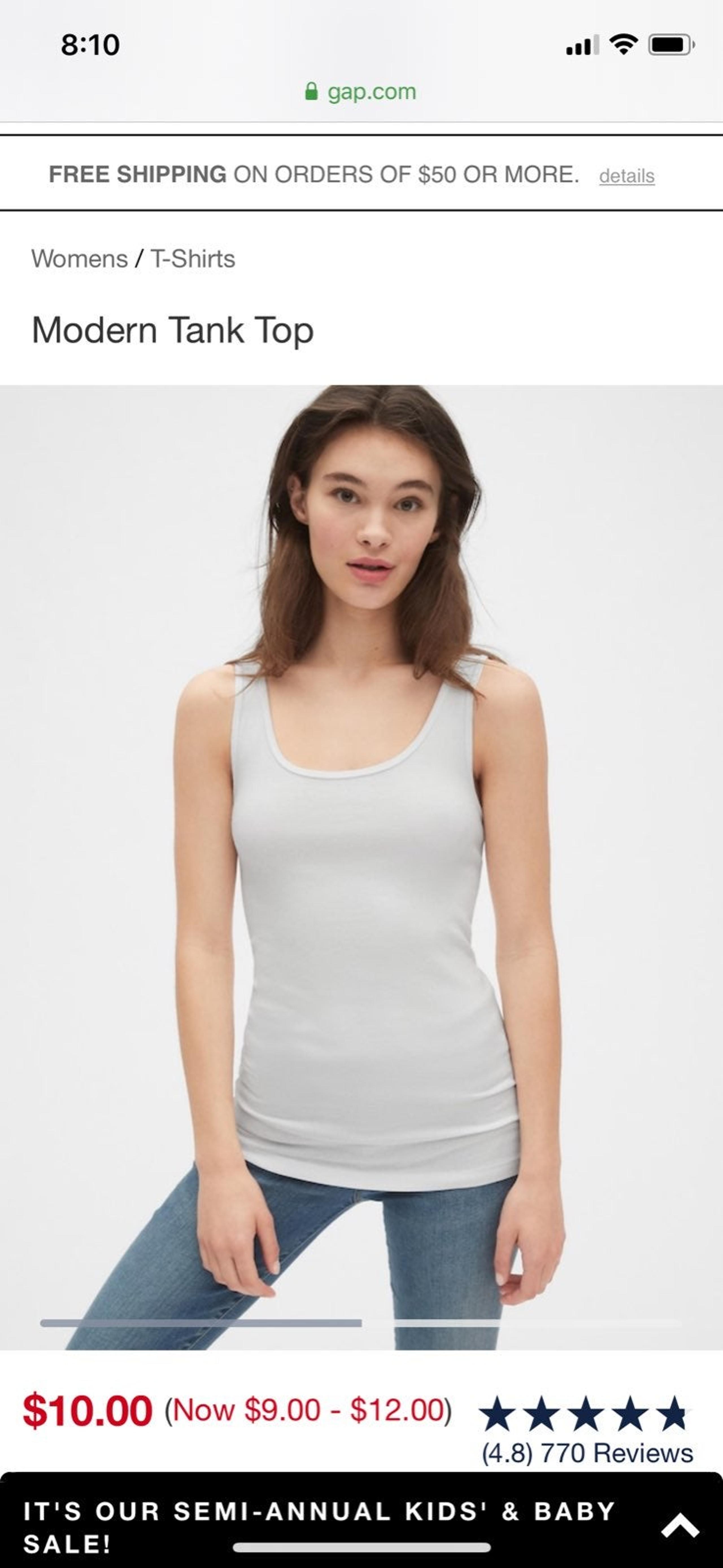 NWT GAP White Modern Tank Top