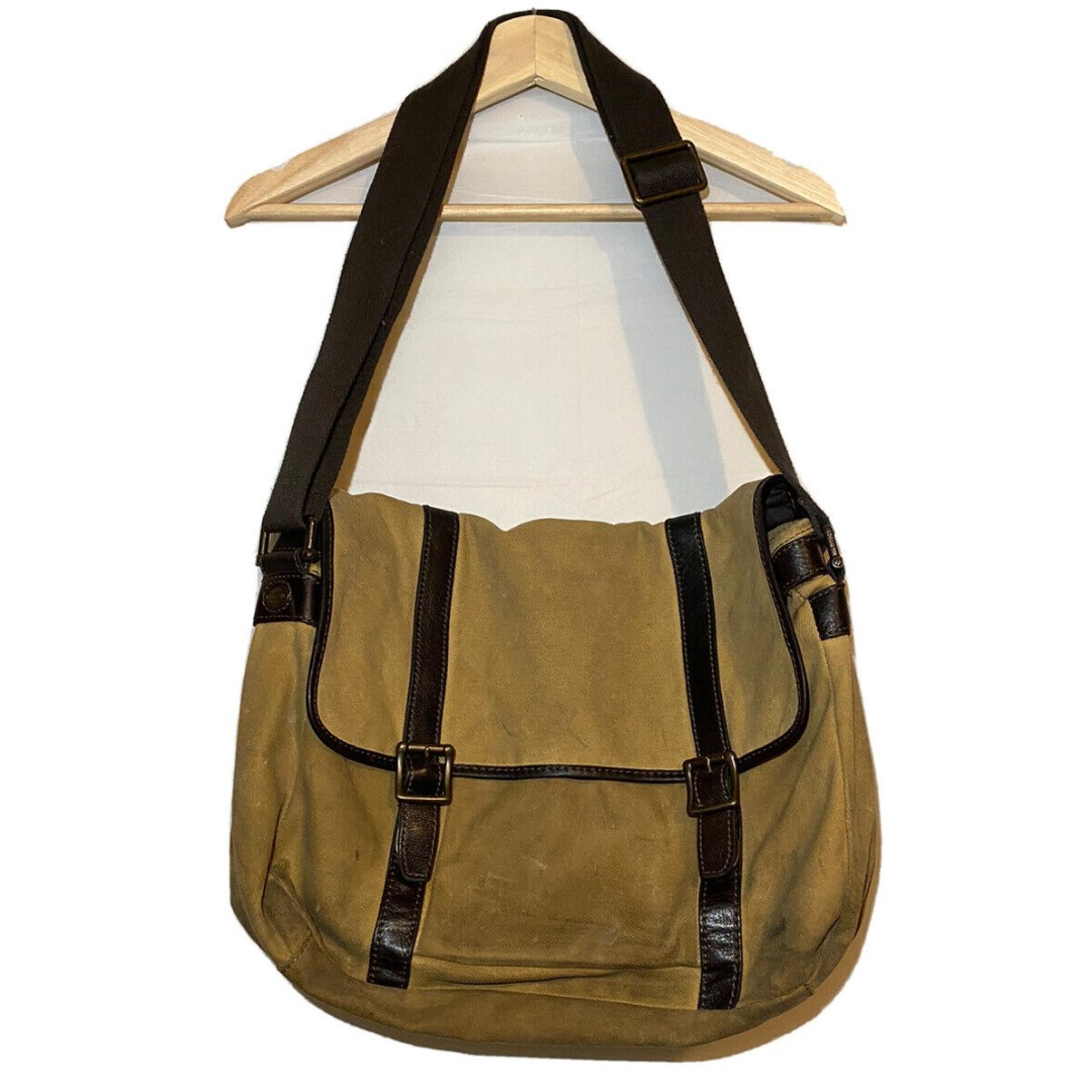 FOSSIL Messenger Bag Crossbody Brown Tan Shoulder Bag Laptop Unisex READ