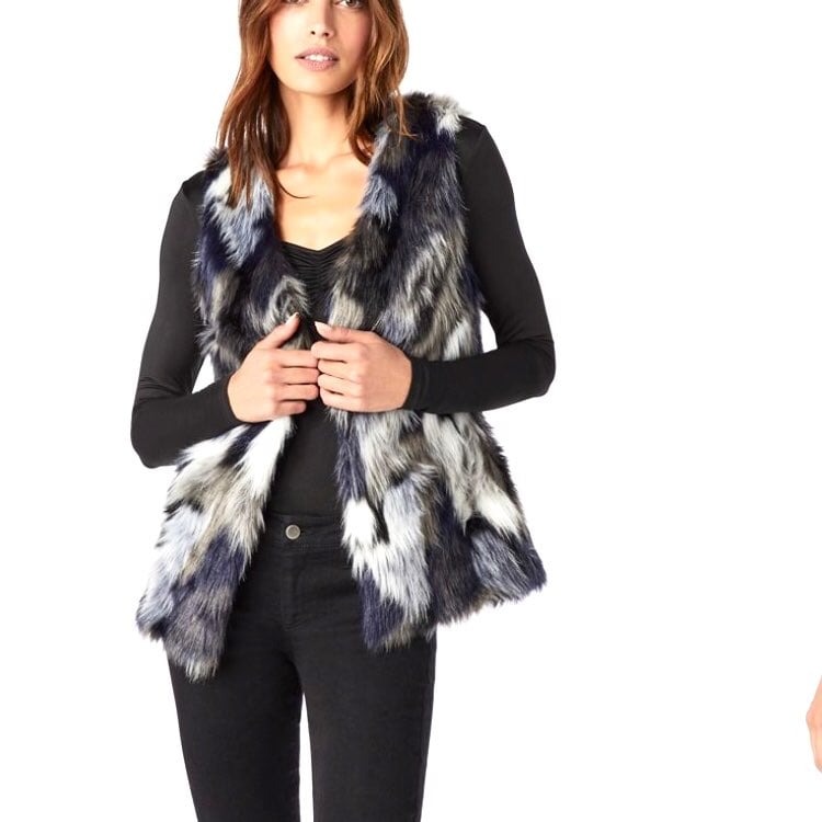 Brand NEW Vegan FUR Black White VEST