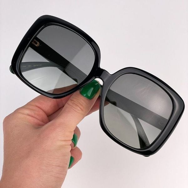 GUCCI Sunglasses GG0714SA 001 Black Green Red Square Women