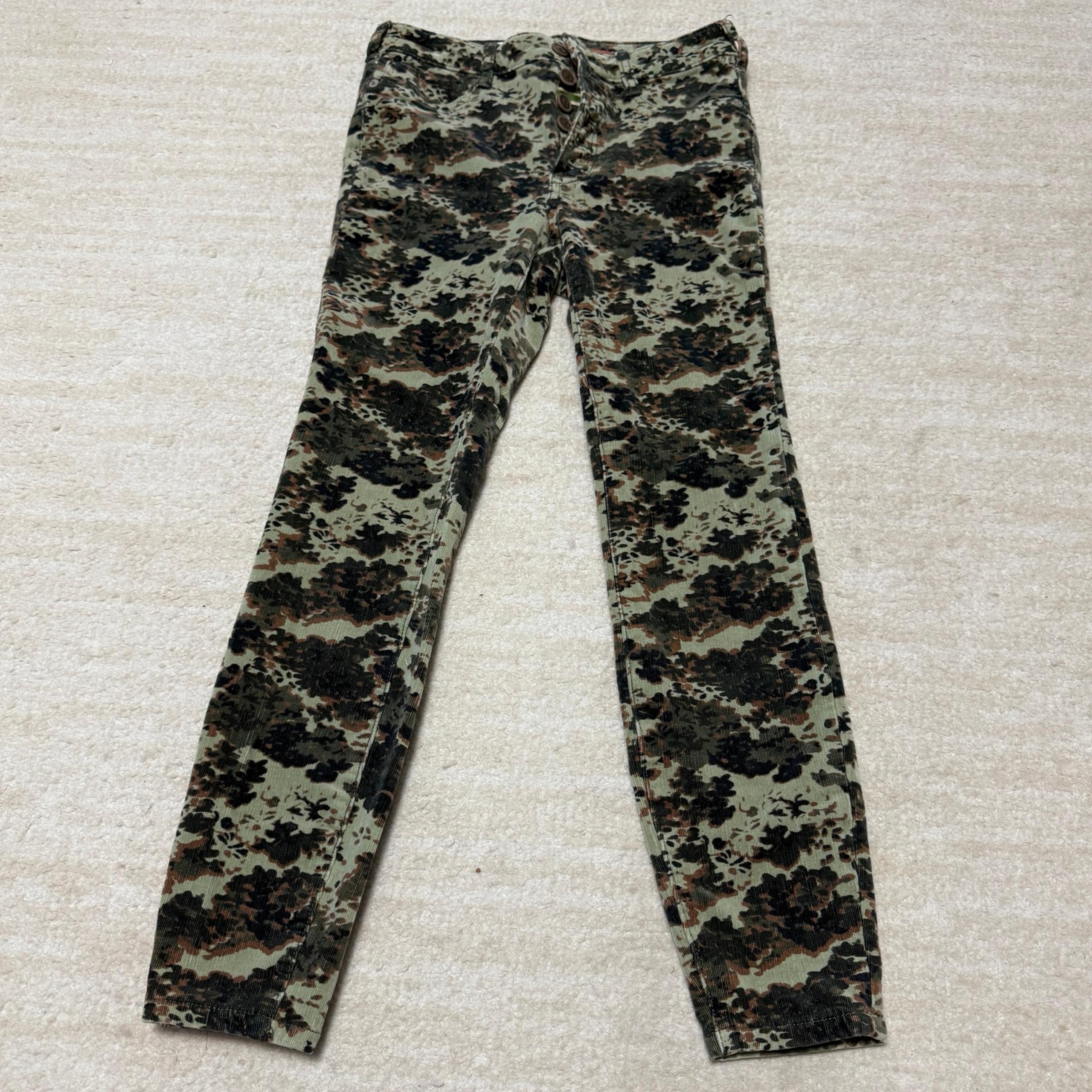 Anthropologie Pilcro High Rise Floral Camo Skinny Corduroy Pants Women's 27