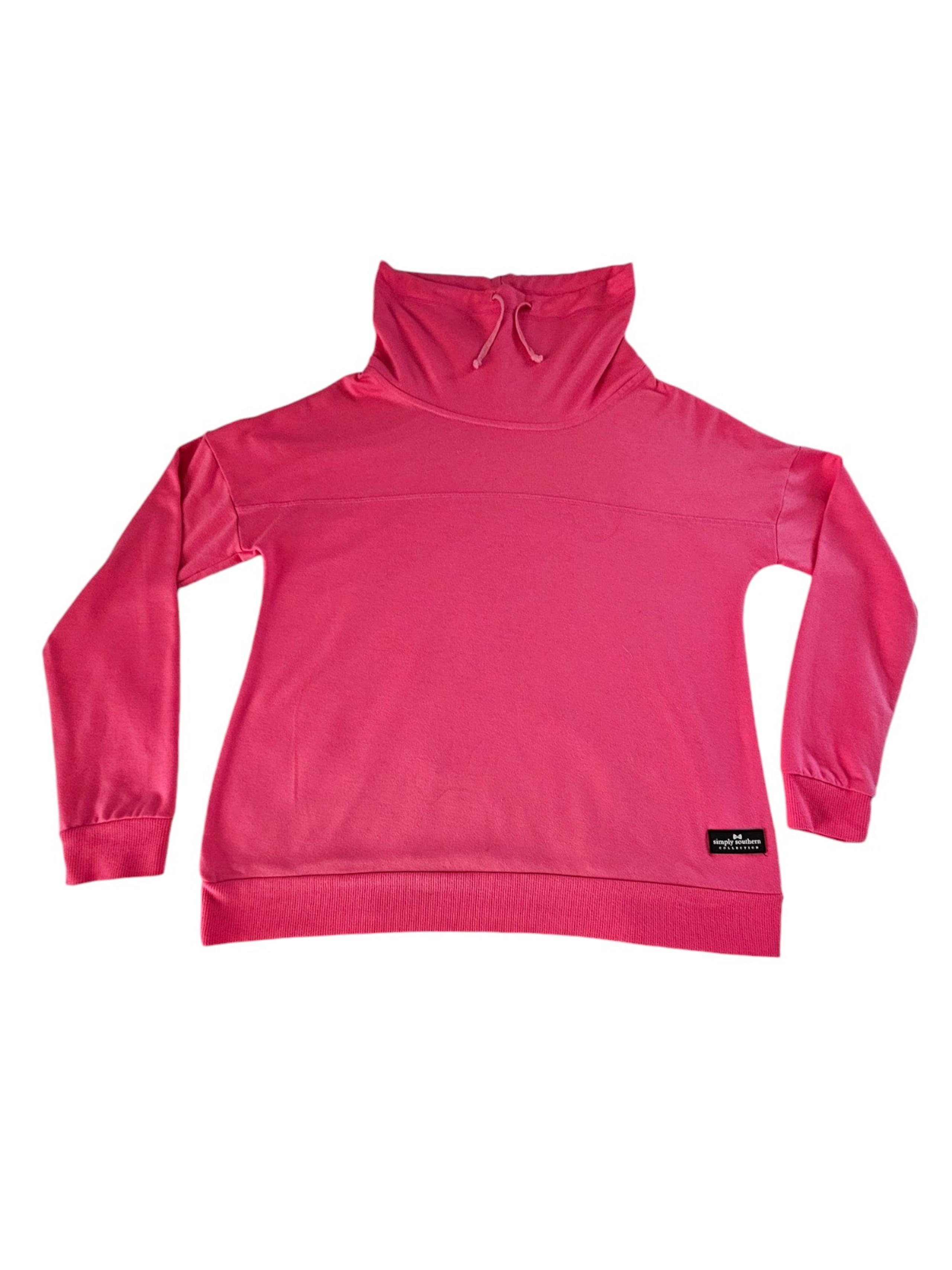 Simply Southern pink drawstring cowlneck pullover sweatshirt. Women's Size S.
