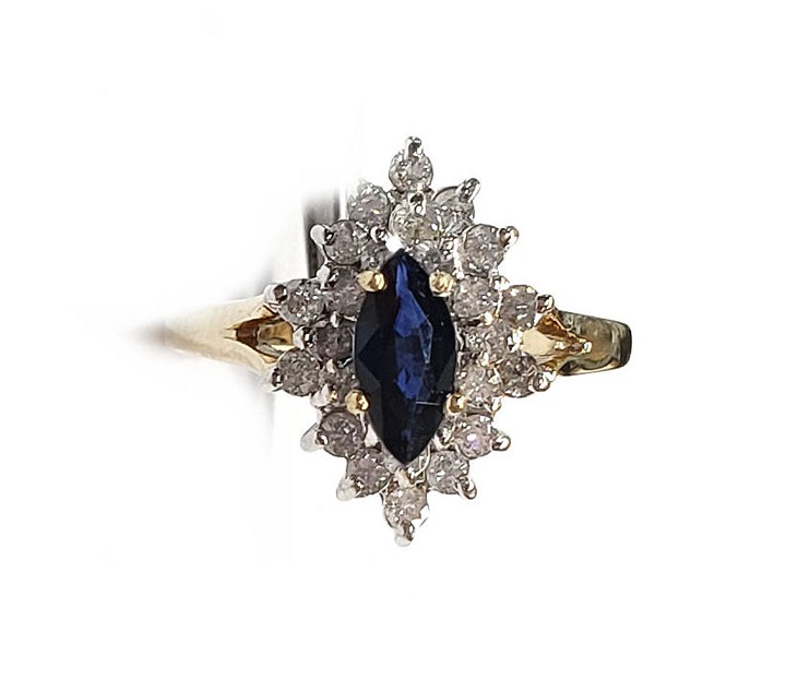 Diamond & Sapphire Cluster Ring in 14kt. Gold