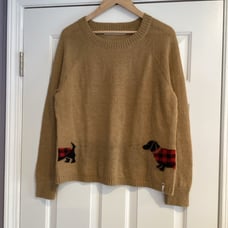 Woolrich Wool Dog Dachshund Weiner Dog Knitted Wool Sweater L