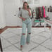 Zara high rise wide leg distressed jeans size 4