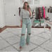 Zara high rise wide leg distressed jeans size 4
